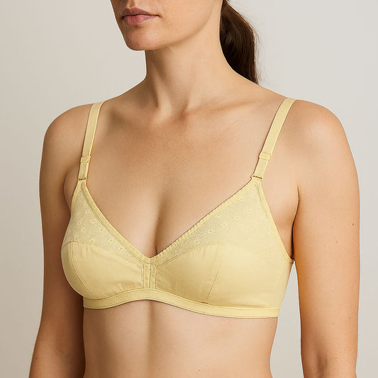 Velvy Comfortable Cotton Embroidered Non-Padded Bra