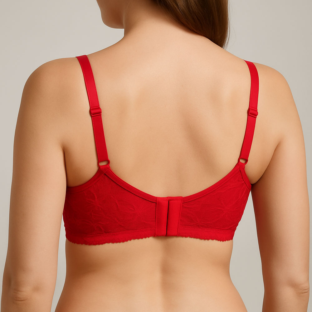 Velvy Soft Cotton Embroidered Bra for Women – Red