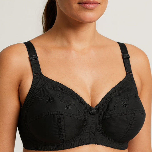 Super Soft Cotton Side Support Bra with Hidden Nipple Cover | Black