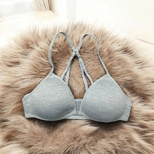 Jersey Plain Comfortable & Lightweight Front Button Bra | Grey