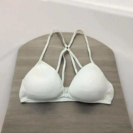 Jersey Plain Comfortable &Lightweight Front Button Bra | White