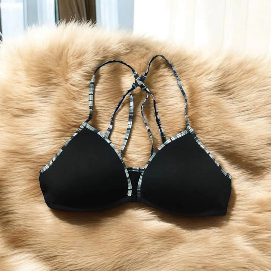 Jersey Plain Comfortable & Lightweight Front Button Bra | Black