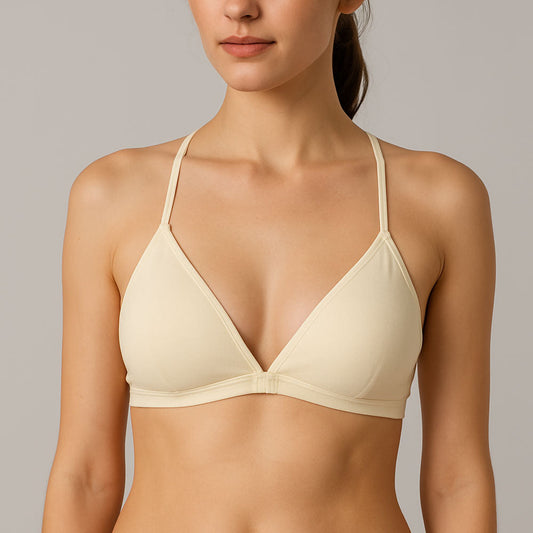 Jersey Plain Comfortable & Lightweight Front Button Bra | Ivory